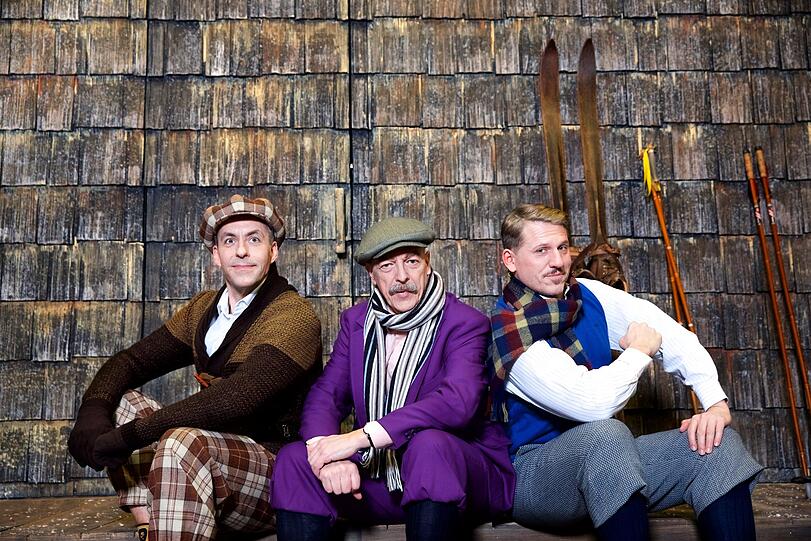 Armin Kahl (Dr. Fritz Hagedorn), Erwin Windegger (Eduard Tobler), Alexander Franzen (Johann Kesselhuth) sind die drei Männer im Schnee.