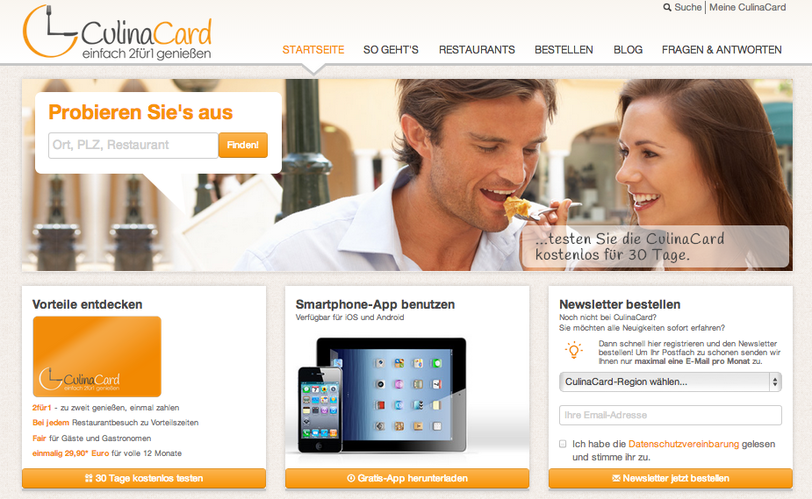 Wo man mittags, nachmittags oder abends nur eins von zwei Hauptgerichten zahlt, findet man im Web oder mit der App.