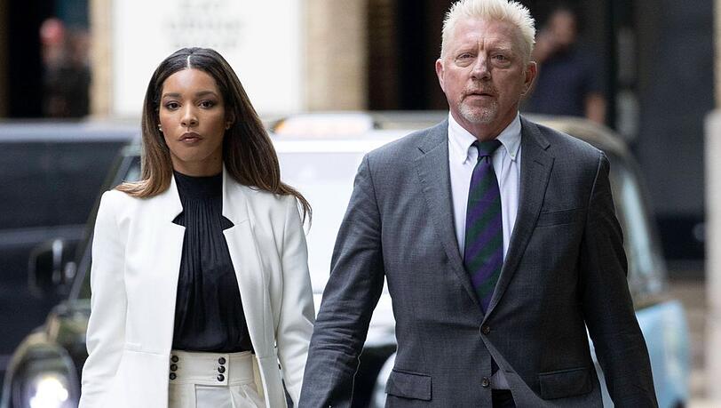 Boris Becker (r.) und Freundin Lilian am Freitagmorgen auf dem Weg zum Gericht.
