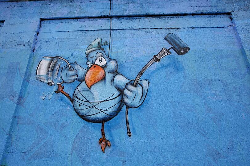 Die "Blue Birds" - jeder Vogel steht für ein Crew-Mitglied