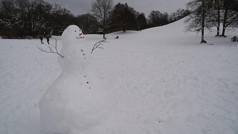 Ein fröhlicher Schneemann im Englischen Garten.