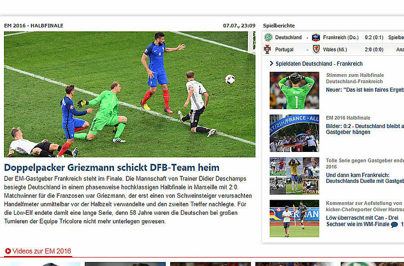 Kicker: Das Fußballmagazin thematisiert den Mann des Abends: "Doppelpacker" Griezmann.