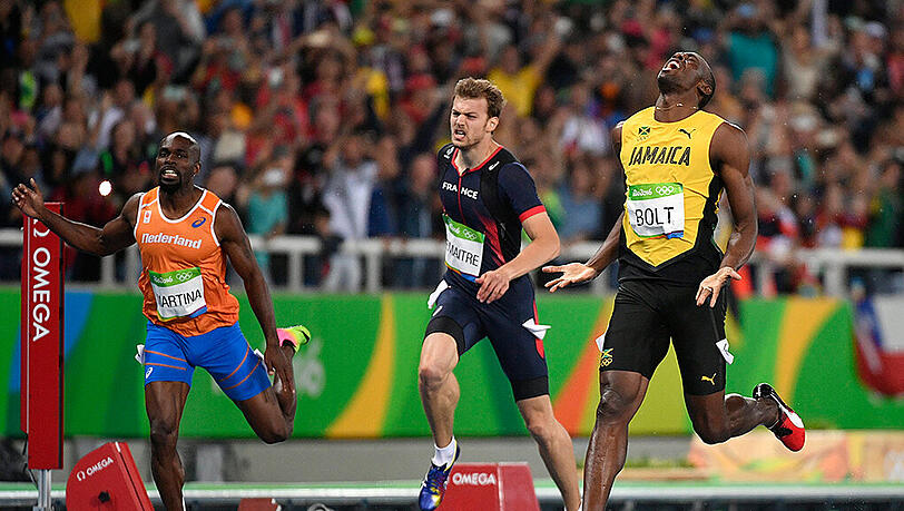 Auf dem Weg zum Triple-Triple: Usain Bolt. Auf dem Weg zum Triple-Triple: Usain Bolt.