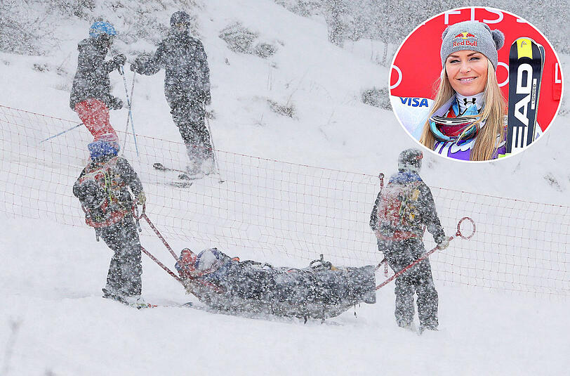 Lindsey Vonn stürzte beim Super-G in Andorra schwer. Sie musste mit einem Rettungsschlitten abtransportiert werden.