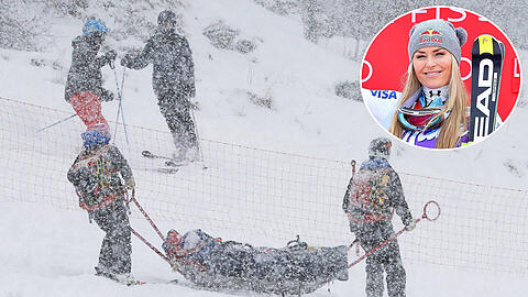 Lindsey Vonn stürzte beim Super-G in Andorra schwer. Sie musste mit einem Rettungsschlitten abtransportiert werden.