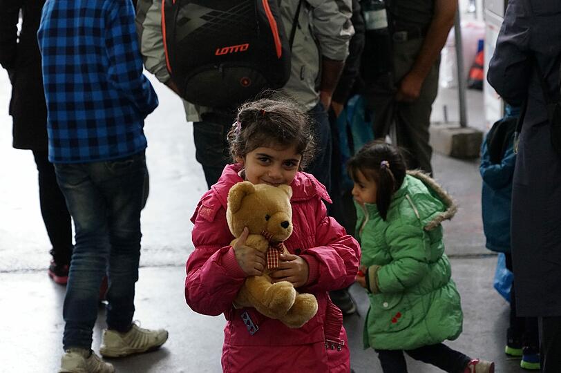 Flüchtlinge kommen am Hauptbahnhof München an.