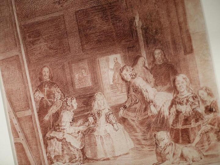 Zeichnung von "Las Meninas" in der Ausstellung "Dibujos de Goya" im Prado-Museum.