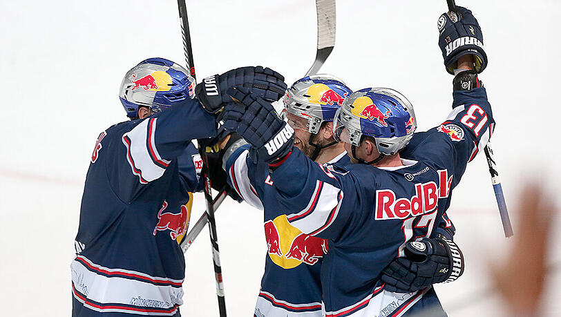 Die Stars des EHC Red Bull München jubeln hoffentlich auch in der Olympiahalle. Die Stars des EHC Red Bull München jubeln hoffentlich auch in der Olympiahalle.