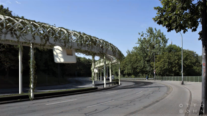 In fünf bis zehn Metern Höhe sollen die Passagiere mit der "Ottobahn" die Autospuren des Candidbergs in Richtung Sechzgerstadion überfliegen.