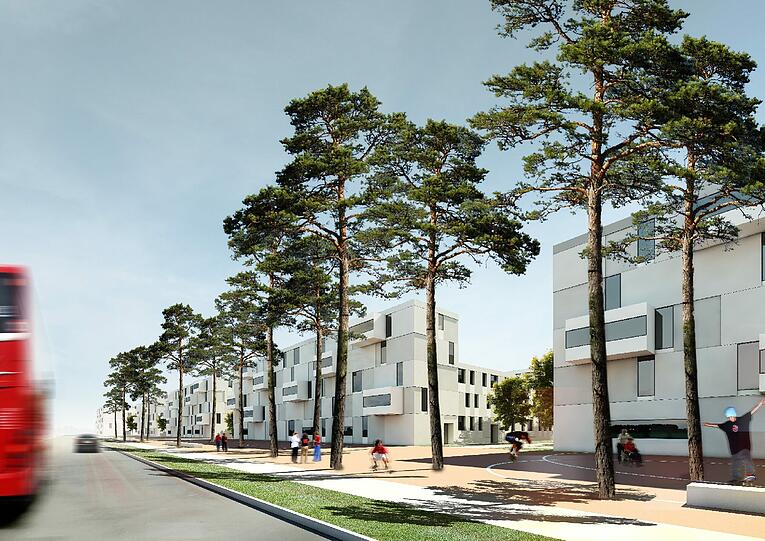 SCHWABING-FREIMANN: Rund 1.600 Wohnungen sollen auf dem Gelände der ehemaligen Funkkaserne an Frankfurter Ring und Domagkstraße entstehen. Die Planung hat das Berliner Architekturbüro Leon Wohlhage Wernik übernommen. Die Gewofag beteiligt sich mit 420 Wohnungen am Frankfurter Ring (siehe Grafik). Zukunftsweisend: 130 Gewofag-Wohnungen sind speziell für Studenten gedacht. 180 weitere sind einkommensorientiert, 80 werden nach dem München-Modell erstellt. Dazu kommen noch eine Kita, ein Familienzentrum, ein Nachbarschaftstreff, ein Gemeinschaftsraum und zehn Pflegewohnungen mit ambulanter 24-Stunden-Betreuung.