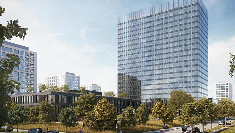 So soll die Südseite der neuen Bebauung des Siemens-Hochhauses aussehen.