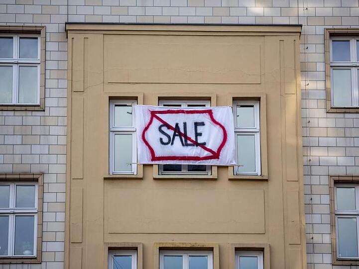 Protest gegen den Verkauf von Mietwohnungen in Berlin.
