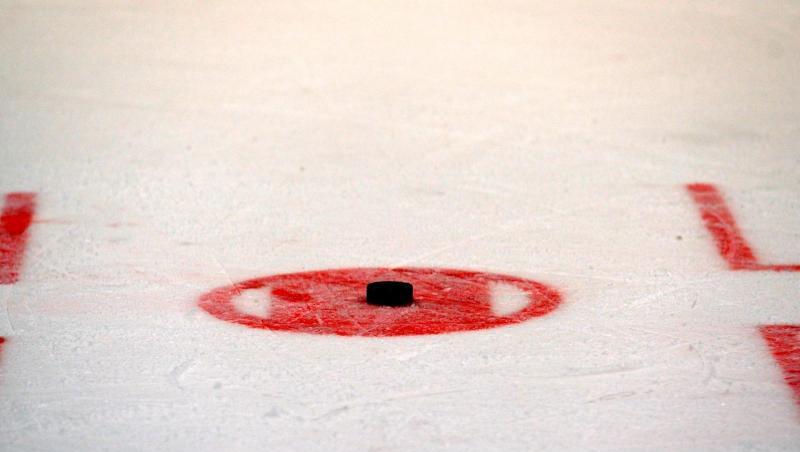 Ein Puck liegt auf dem Eis zum Bully bereit. Foto: Thomas Eisenhuth/dpa-Zentralbild/dpa/Archivbild Ein Puck liegt auf dem Eis zum Bully bereit. Foto: Thomas Eisenhuth/dpa-Zentralbild/dpa/Archivbild
