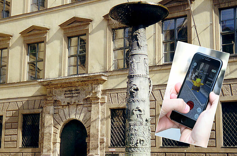 Richard-Strauß-Brunnen in der Fußgängerzone: Hier wurde ein eifriger Pokémon-Go-Spieler mit Marihuana erwischt.