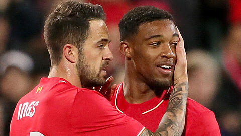 Dany Ings und Torschütze Jordan Ibe (rechts) vom FC Liverpool.