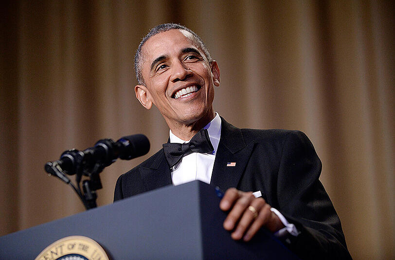Es war sein letzter Aufritt als "Komödiant der Nation": Barack Obama beim achten Korrespondenten-Dinner in Washington.