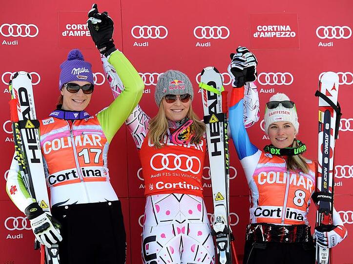 Gemeinsam auf dem Podest, bei der Ski-WM ab kommender Woche: Maria Riesch (l.) und Lidsey Vonn.