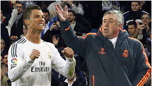 Möglicher Gegner des FC Bayern im Halbfinale der Champions League: Real Madrid mit Weltfußballer Cristiano ronaldo Coach Carlo Ancelotti. Möglicher Gegner des FC Bayern im Halbfinale der Champions League: Real Madrid mit Weltfußballer Cristiano ronaldo Coach Carlo Ancelotti.