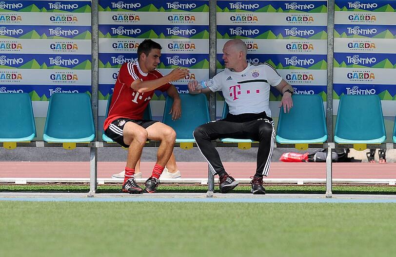 Die Bayern trainieren ein letztes Mal vor dem Testspiel gegen Brescia Calcio.