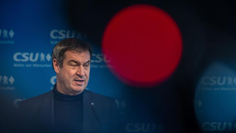 Markus Söder, CSU-Vorsitzender und Ministerpräsident von Bayern, bei einer Pressekonferenz.