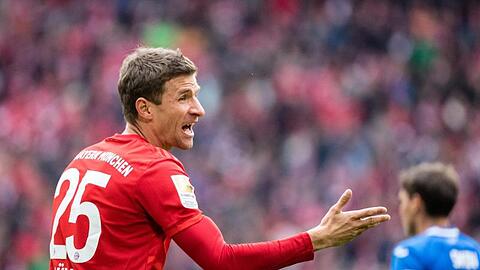 Thomas Müller vom FC Bayern München im Spiel gegen den TSG Hoffenheim am 05.10.2019. Foto: Matthias Balk/dpa