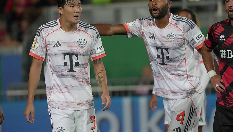 Fehlerhaft: Die Bayern-Verteidiger Minjae Kim (l.) und Jonathan Tah. Fehlerhaft: Die Bayern-Verteidiger Minjae Kim (l.) und Jonathan Tah.