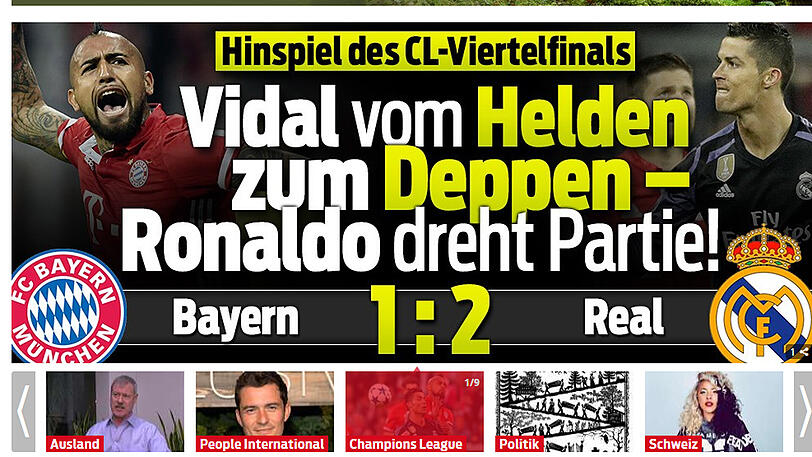 Und für die Schweizer Kollegen von "blick.ch" hat Arturo Vidal binnen weniger Minuten eine dramatische Wandlung durchgemacht.
