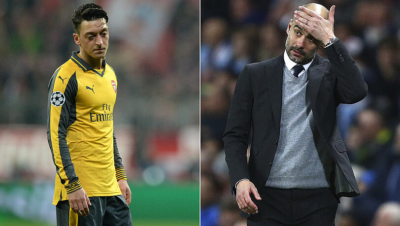 Mesut Özil (links) und sein Beinahe-Trainer Pep Guardiola. Mesut Özil (links) und sein Beinahe-Trainer Pep Guardiola.