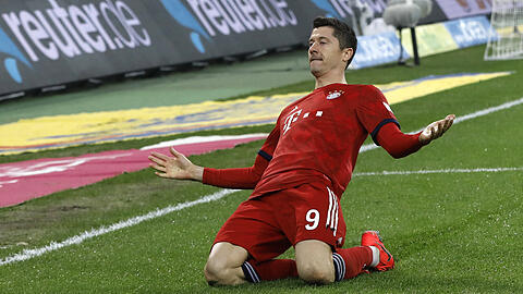 Jubelt besonders gerne und häufig gegen den VfL Wolfsburg: Bayern-Stürmer Robert Lewandowski.