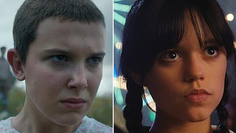 Millie Bobby Brown (li.) und Jenna Ortega sorgten mit ihren starken Auftritten in ihren Serien "Stranger Things 4" und "Wednesday" für weltweite Hypes.