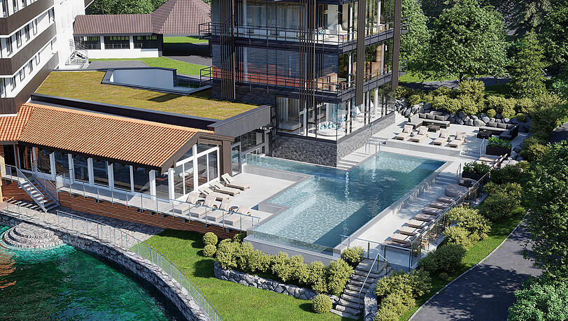 Die Idee hinter dem Spa-Tower: die Natur ins Haus holen. Die Idee hinter dem Spa-Tower: die Natur ins Haus holen.