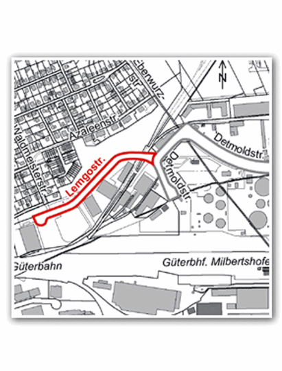 Hier verläuft die Lemgostraße.