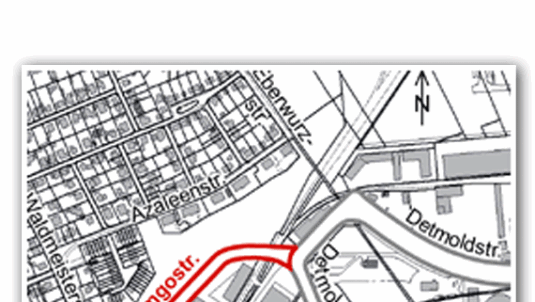 Hier verläuft die Lemgostraße. Hier verläuft die Lemgostraße.