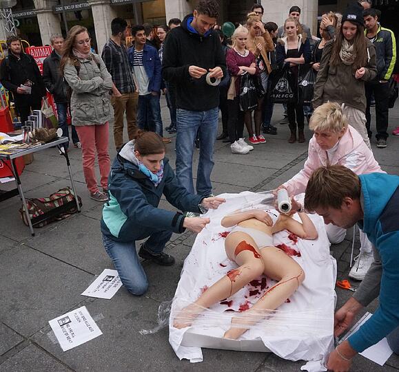 Die Bilder vom Nackt-Protest am Stachus.