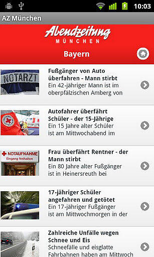 Die App der Abendzeitung liefert Ihnen tagesaktuelle Nachrichten, Stories und Bilder aus Ihrer Stadt, Bayern und der Welt. Sportinteressiert? Bleiben Sie stets auf dem Laufenden mit den lokalen Top-News vom FC Bayern, dem TSV 1860 München, dem EHC München oder Bayerns Basketballern. Was ist los in der Münchner Schickeria? Lesen Sie täglich das Neueste von den Promis und klicken Sie sich durch die Bilder der Münchner Szene.