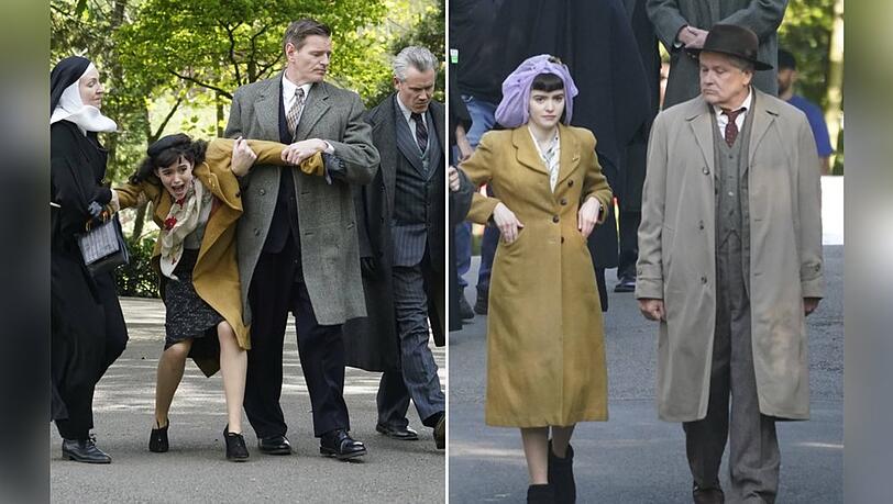 Conleth Hill (re.) mit seinen Kollegen am Set von "Peaky Blinders".