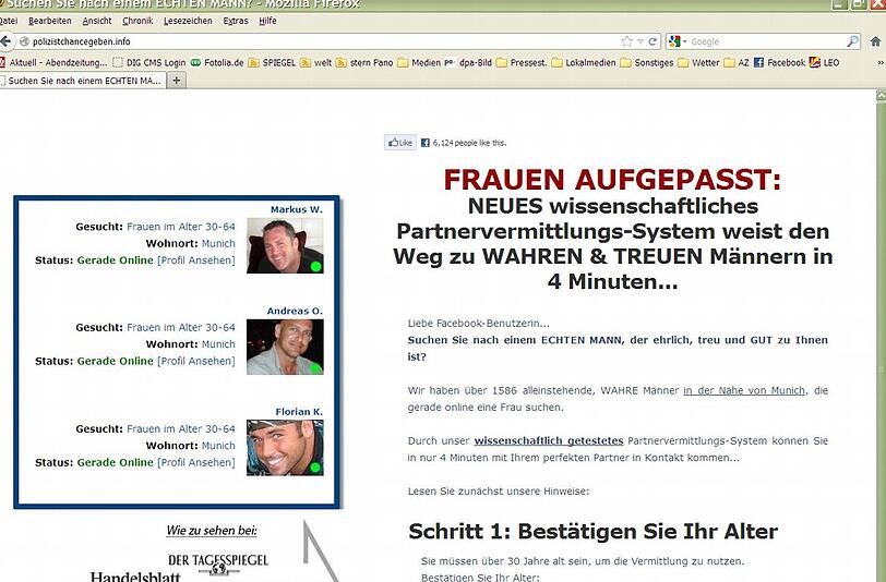 Frauen aufgepasst! Einigermaßen marktschreierisch preist der Anbieter seine schmucken Jungs an.
