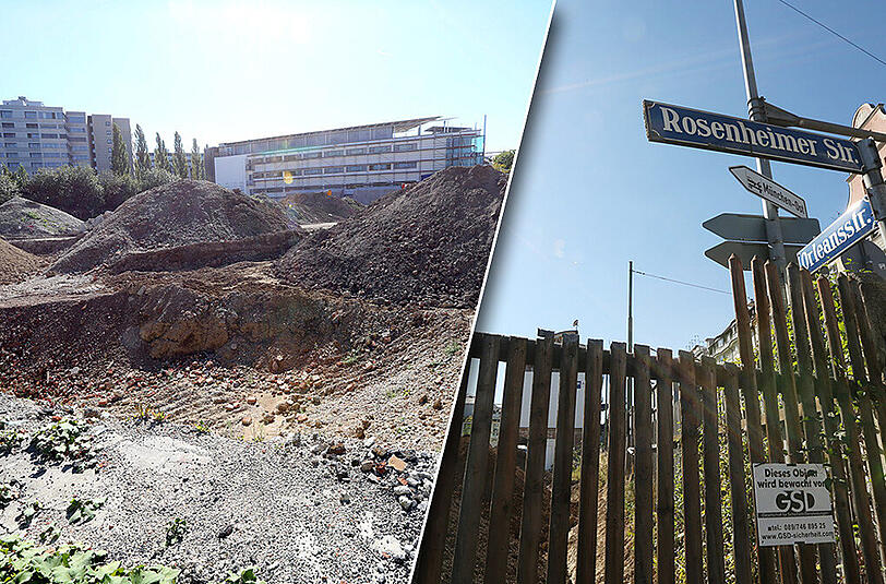Bauarbeiter fanden an einer Baustelle an der Rosenheimer Straße Ecke Orleanstraße menschliche Knochen.
