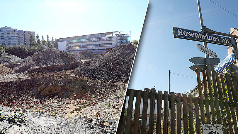 Bauarbeiter fanden an einer Baustelle an der Rosenheimer Straße Ecke Orleanstraße menschliche Knochen.