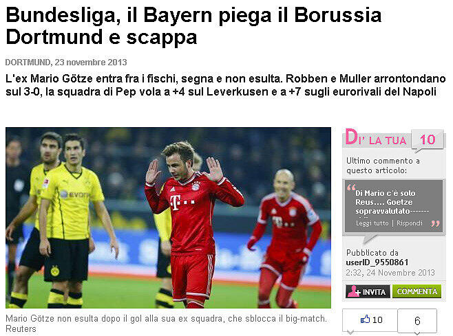 Die "Gazetta dello Sport": Die Bayern falten Dortmund zusammen und enteilen.