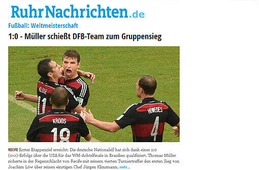 Bei den "RuhrNachrichten" dreht sich wieder alles nur um Müller.