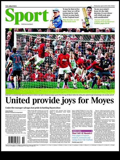 "United macht Moyes Freude": Das schreibt die Times Sport. Jetzt werfen wir mal einen Blick ins Internet...