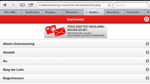 Die mobile Website der Abendzeitung - jetzt auch mit allen Meldungen aus 30 Stadtvierteln. Die mobile Website der Abendzeitung - jetzt auch mit allen Meldungen aus 30 Stadtvierteln.