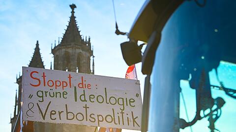 Ein Protestplakat bei einer Demonstration in Magdeburg Ende Januar: Untersuchungen zeigen, dass die Grünen in einigen Milieus der Gesellschaft stark polarisieren.