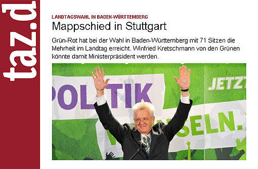 taz.de ist überzeugt: "Das ist eine Revolution, die im ganzen Land ihren Widerhall finden wird." Vor allem die Bundesregierung sieht die Kommentatorin in Bedrängnis: Zwar werde Bundeskanzlerin Angela Merkel "allein aus Mangel an Alternativen im Amt bleiben. Aber der Richtungsstreit ist programmiert. Der konservative Flügel bangt ums Überleben. Das wird die Modernisiererin deutlich zu spüren bekommen. Auch die FDP wird so nicht weiter machen. Entsprechend droht dem gesamten Schwarz-Gelben Regierungsprojekt ein vorzeitiges Ende."