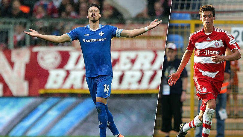 Rückkehr an die alte Wirkungsstätte? Sandro Wagner vom SV Darmstadt 98 (l.) spielte vor Jahren beim FC Bayern (r.).