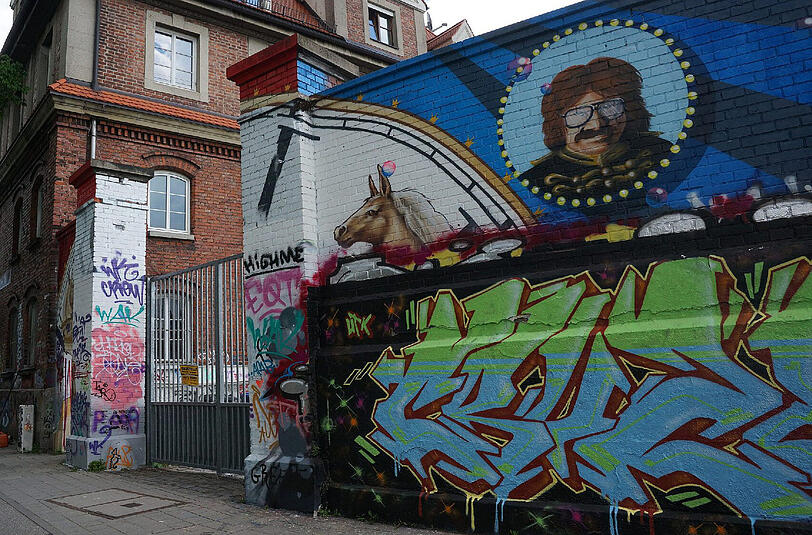 Ein Graffito am Viehhofgelände.