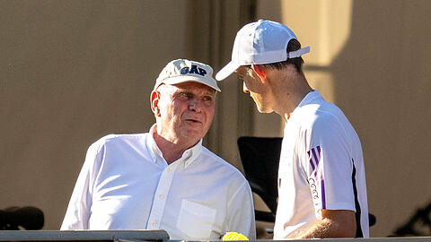 Uli Hoeneß und Thomas Tuchel während des Trainingslagers des FC Bayern am Tegernsee.