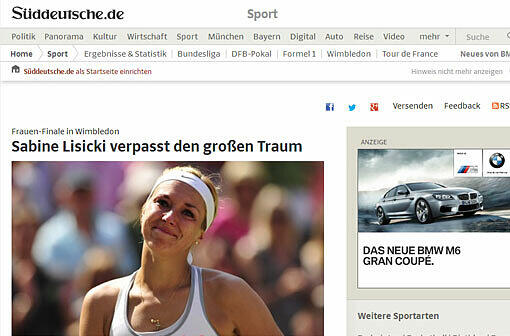 sueddeutsche.de: "Sabine Lisicki verpasst den großen Traum"Die Pressestimmen zur Finalniederlage von Sabine Lisicki.