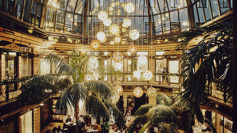 Der Palmengarten unter der Glaskuppel ist auch heute noch besonders.